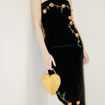 Vanina Rosette Velvet Dress