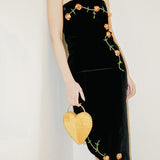 Vanina Rosette Velvet Dress